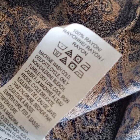 Lucky Brand Women Blue Paisly Print Long Sleeve Button Down Shirt Sz S - Picture 9 of 10